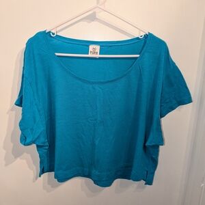 PINK Victoria's Secret Teal Short Sleeve Crop Tee
